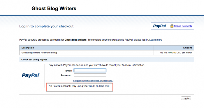 PayPal Automatic Billing CC